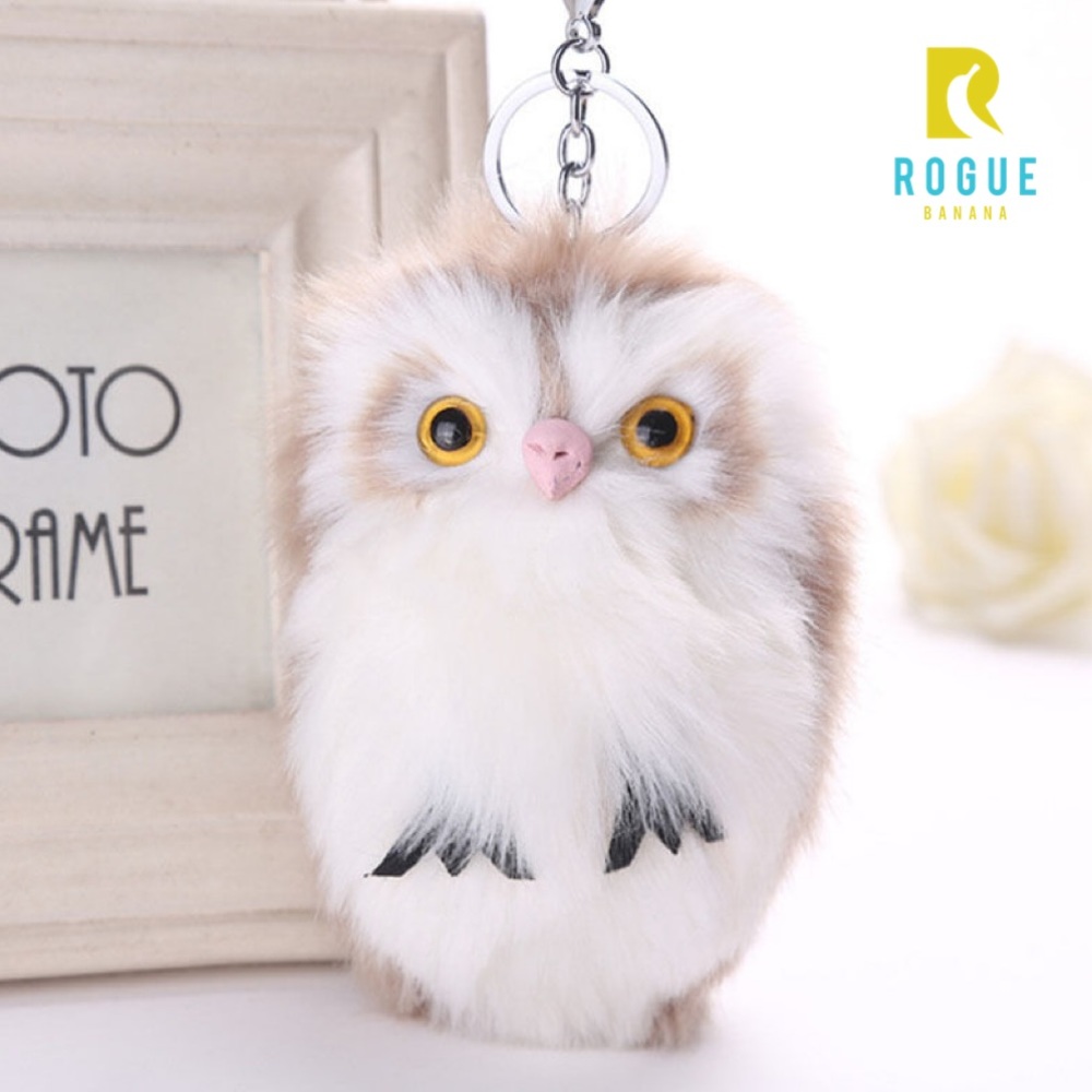 🆕Tan & White Owl Pom Poof Keychain Bag Charm!🆕